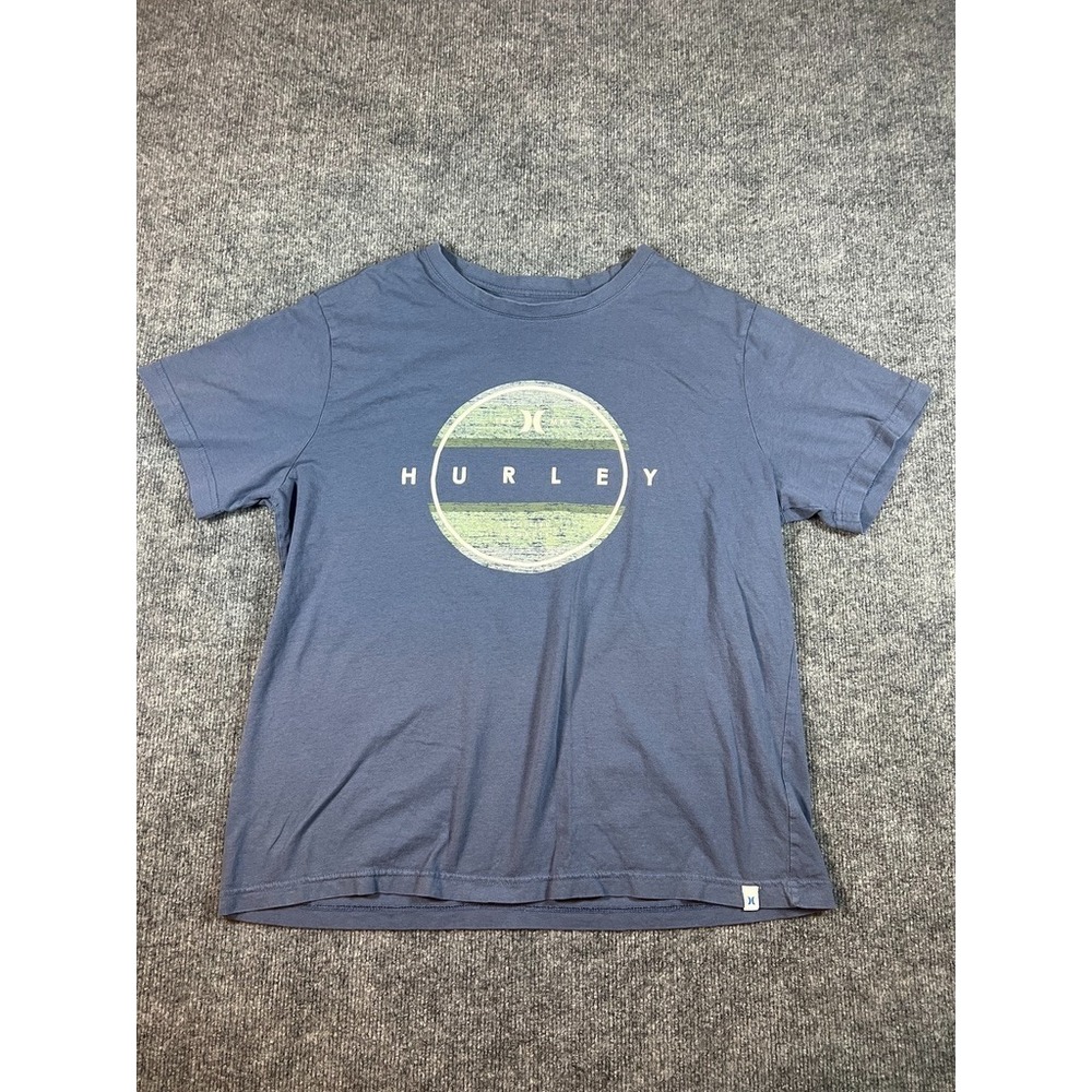 Hurley Kids XL Blue Circle Logo Graphic T-Shirt Surf Skate 100% Cotton
